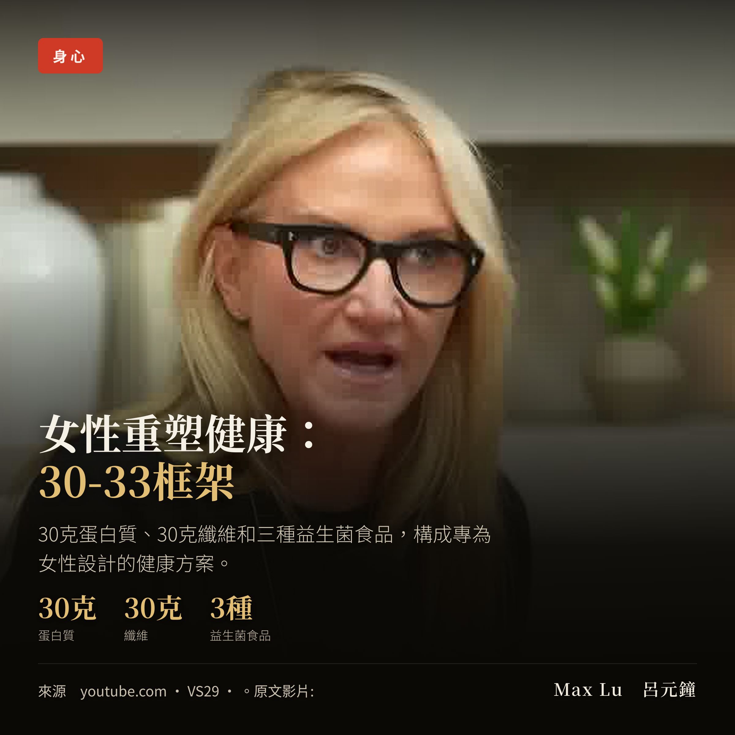 30克蛋白質30克纖維，三種益生菌食品，這就是重塑女性健康的30-33框架