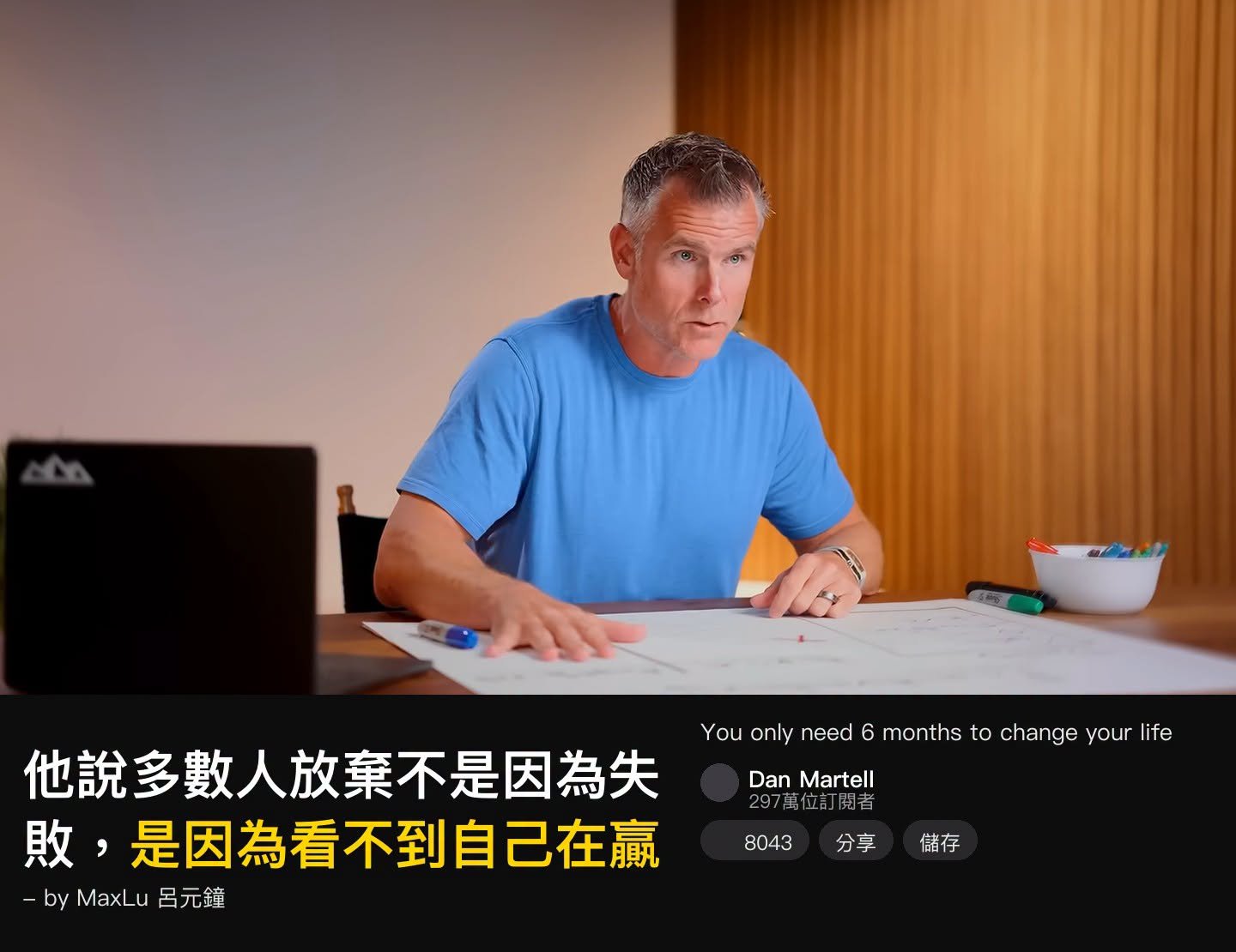 Dan Martell 跟合夥人 立下目標：全平台衝到880萬粉絲，達不到就把三個人的保時捷全部賣掉——他說多數人放棄不是因為失敗，是因為看不到自己在贏